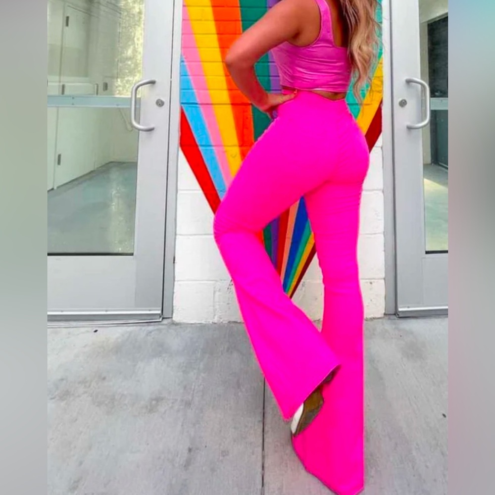 Bright Pink Flare Women's Pants